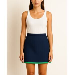 Reimagined by J.Crew Factory Tipped Skirt in Basketweave Navy Green Size 10